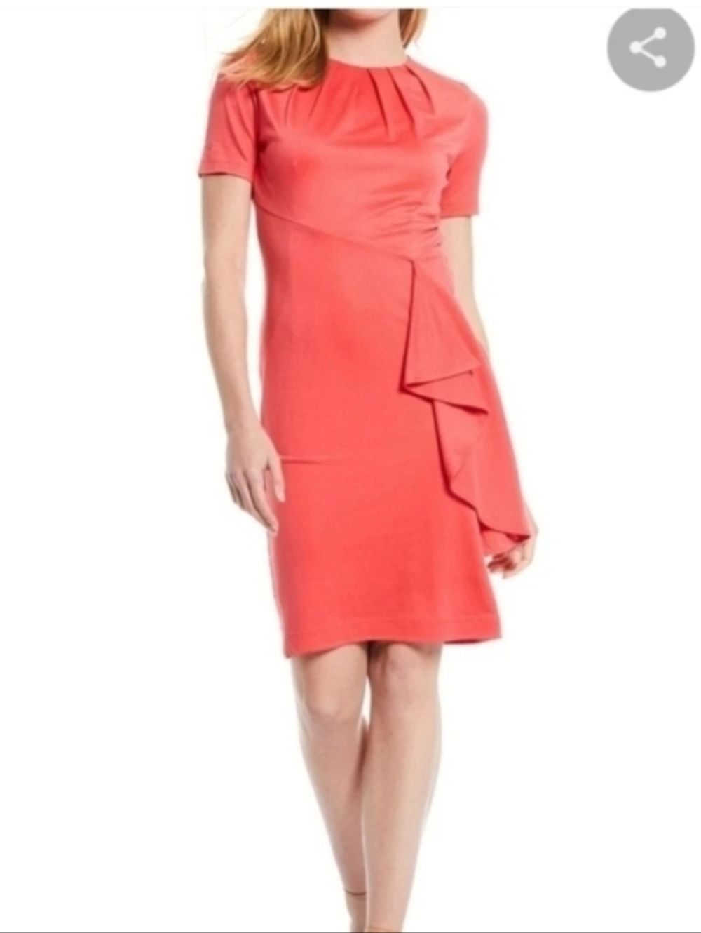 LDT Anthro Bright Pink Women's Short Sleeve Dress Wedding Guest Dopamine Elegant